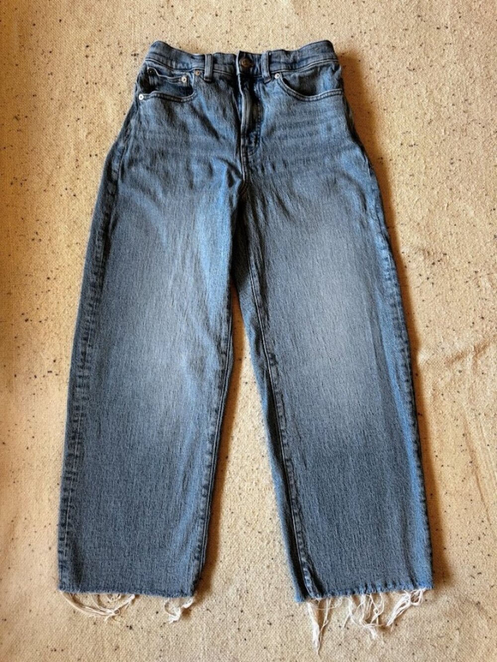 Madewell Perfect Vintage Wide-Leg Crop Jeans Size 27 Raw Hem Medium Wash
